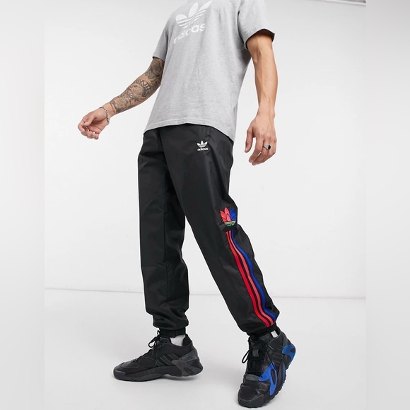 Adidas Adicolor Three Stripe 3d Trefoil Sweatpants In Black Sz L Mens